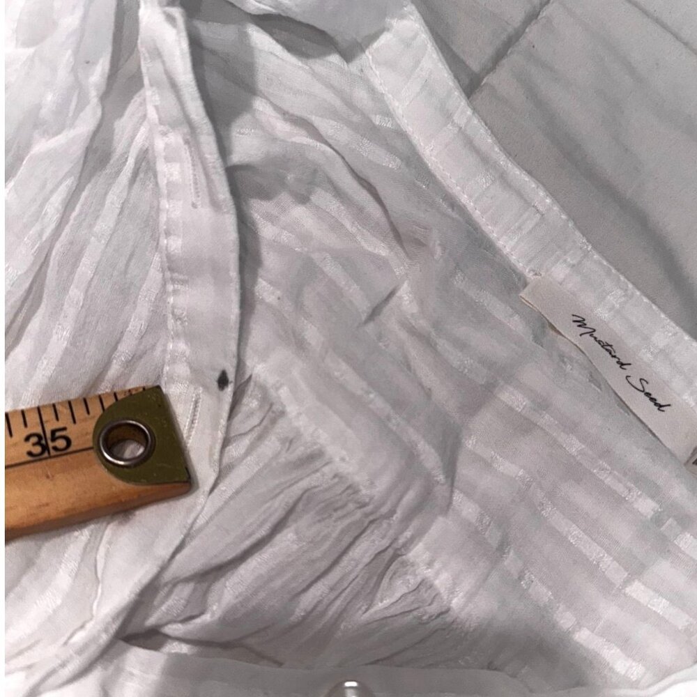 Mustard Seed White Striped Sheer Cotton Blouse Womens Top L - Picture 3 of 6